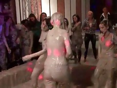 topless mud wrestlers show ribald wobblers